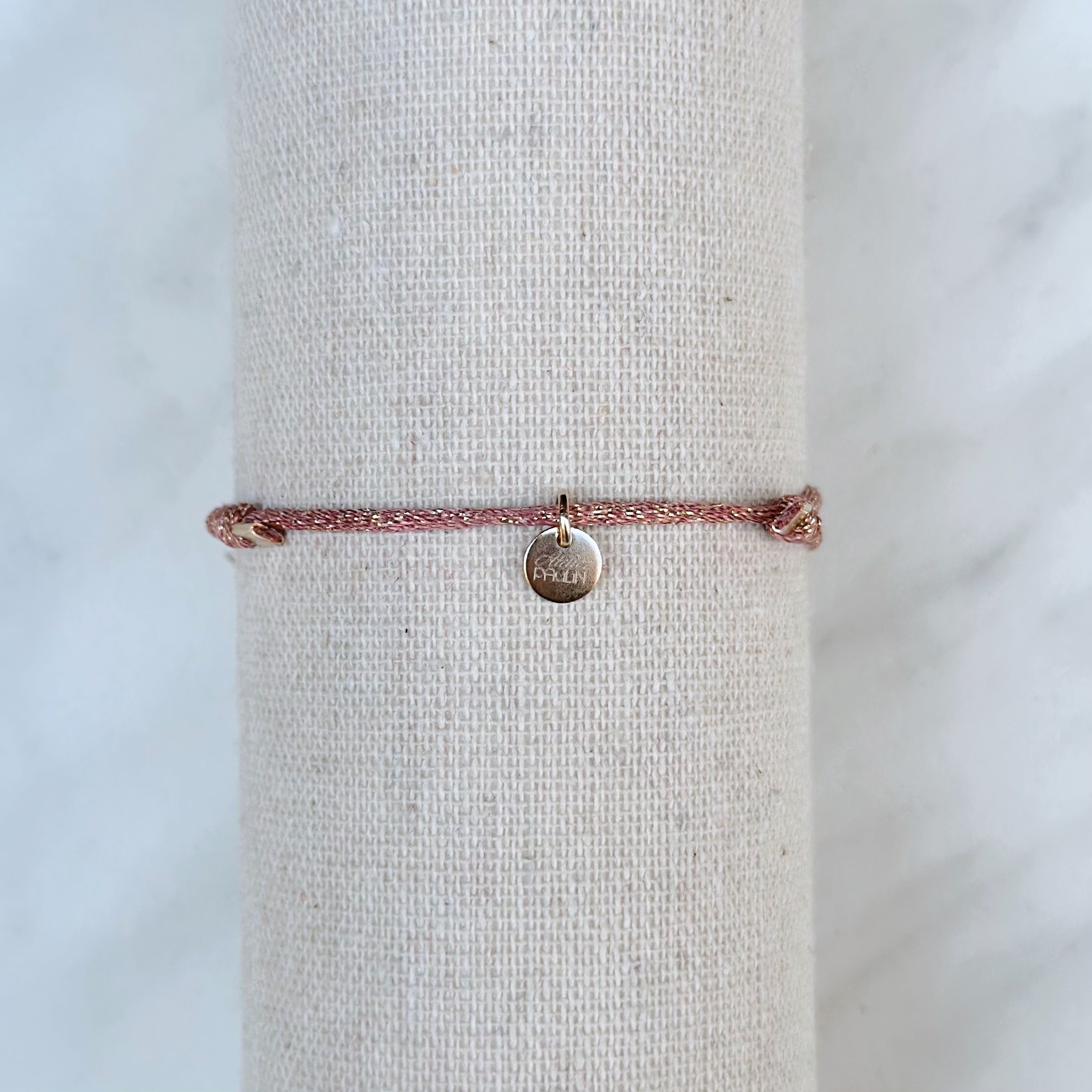 Bracelet « Happy » Cordon Lurex Rose Bubblegum