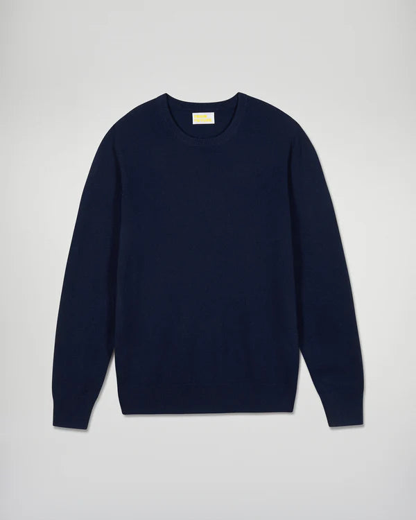 Pull Col Rond Bleu Marine Homme