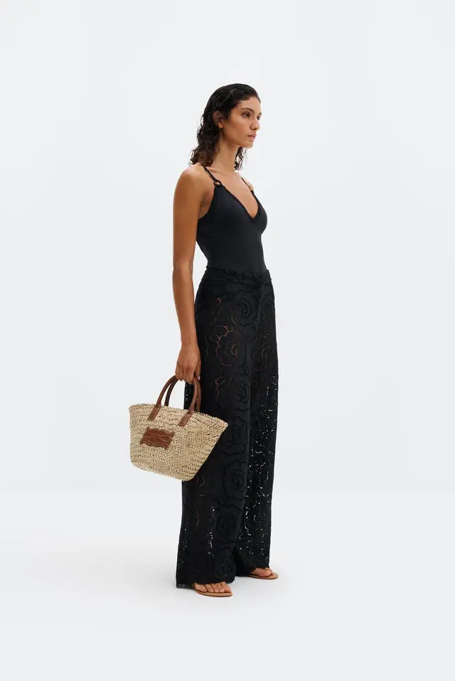 Stacey Wide Lace Pants Black