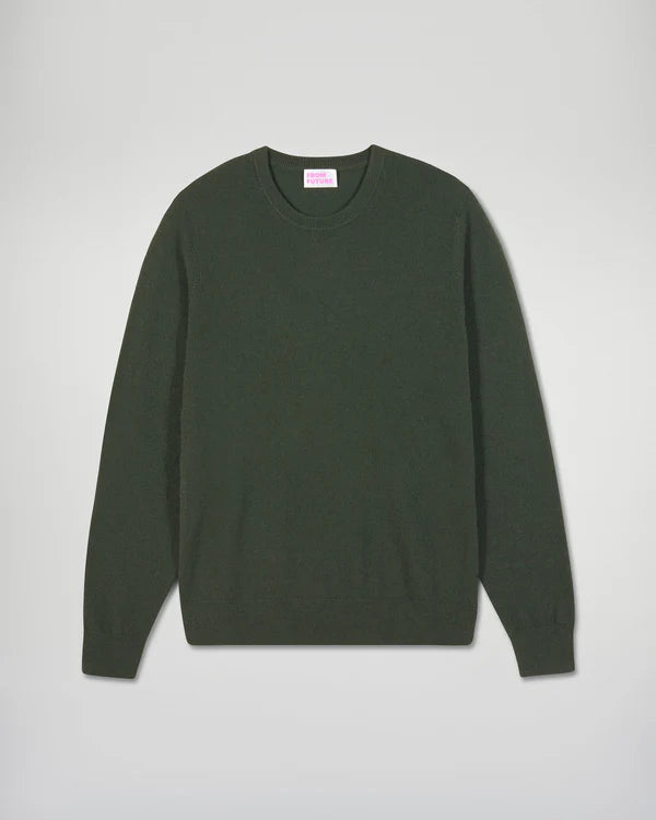 Pull Col Rond Kaki Homme