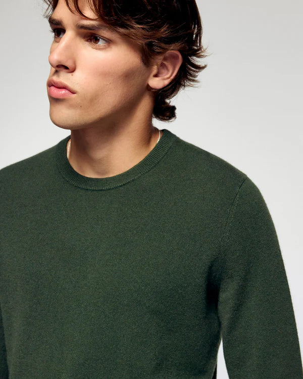 Pull Col Rond Kaki Homme