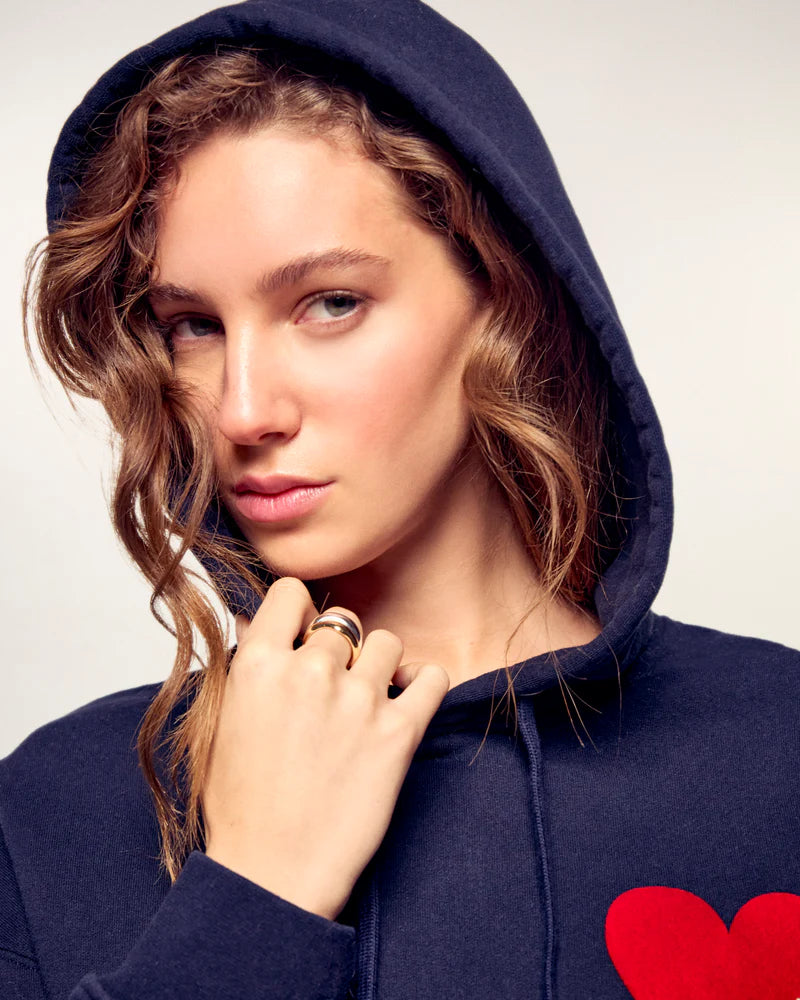 Sweatshirt Hoodie Cœur Femme Navy