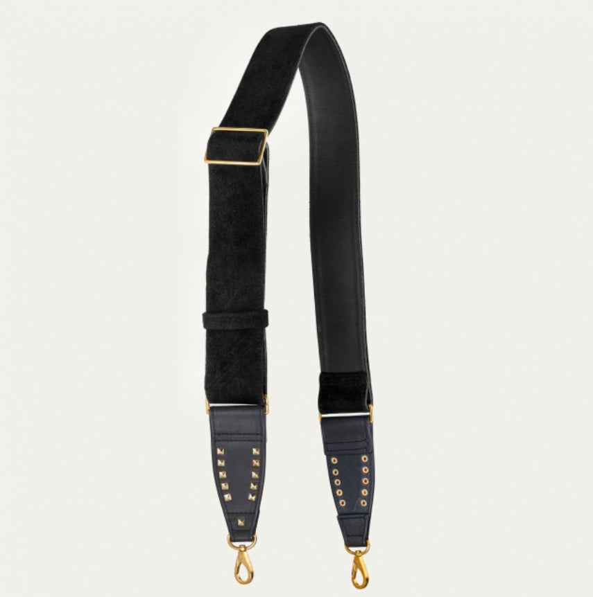 Bandoulière Daim Noire Cloud Or