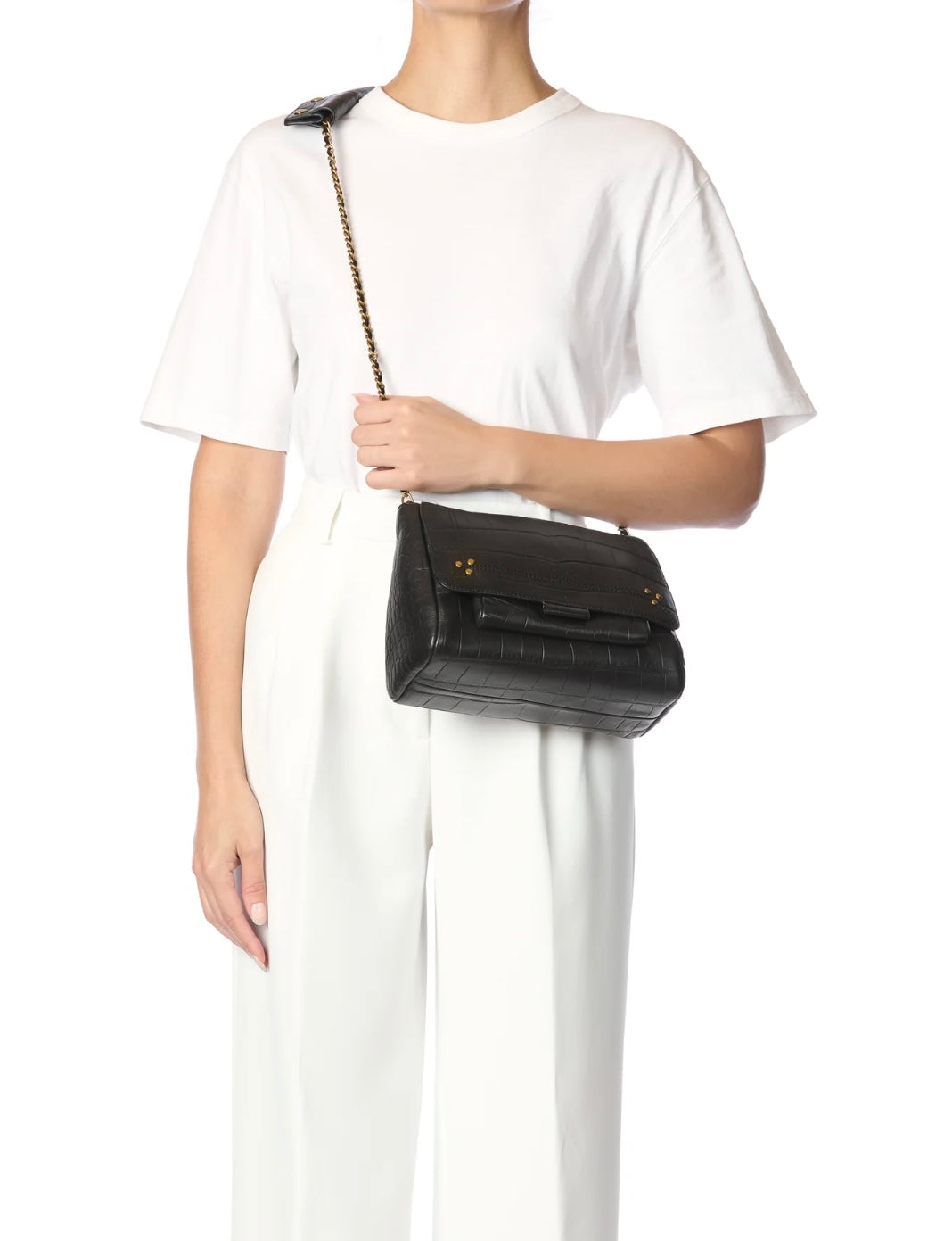 Lulu M Vachette Imprimé Croco Noir