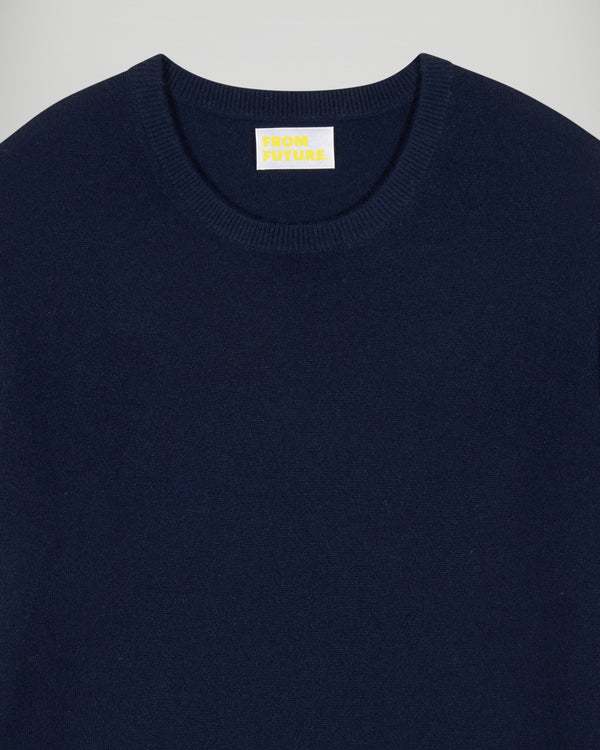 Pull Col Rond Bleu Marine Homme
