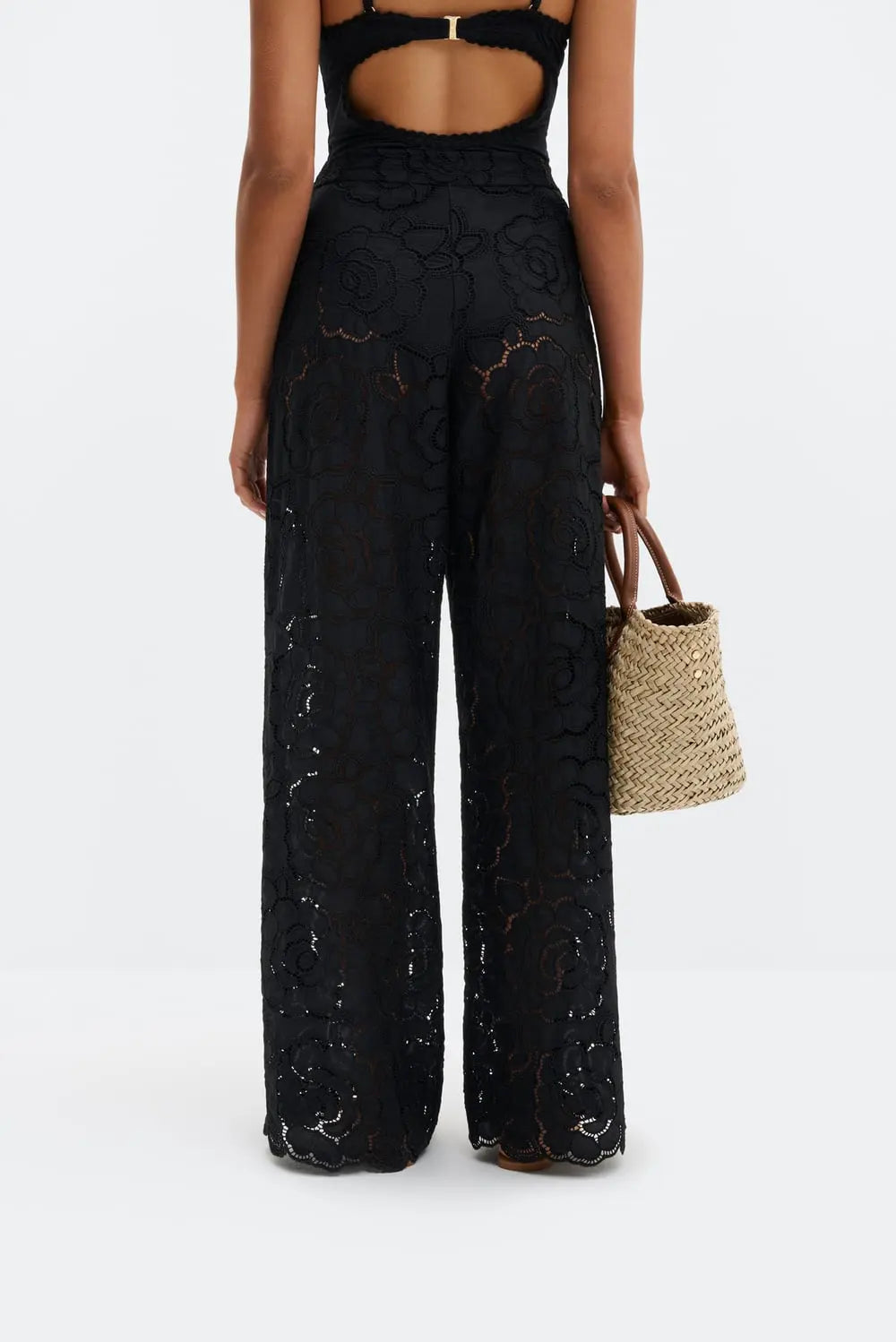 Stacey Wide Lace Pants Black