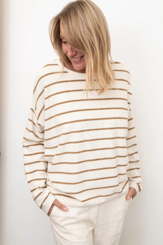 Sweat en éponge upcyclée ELSA rayé