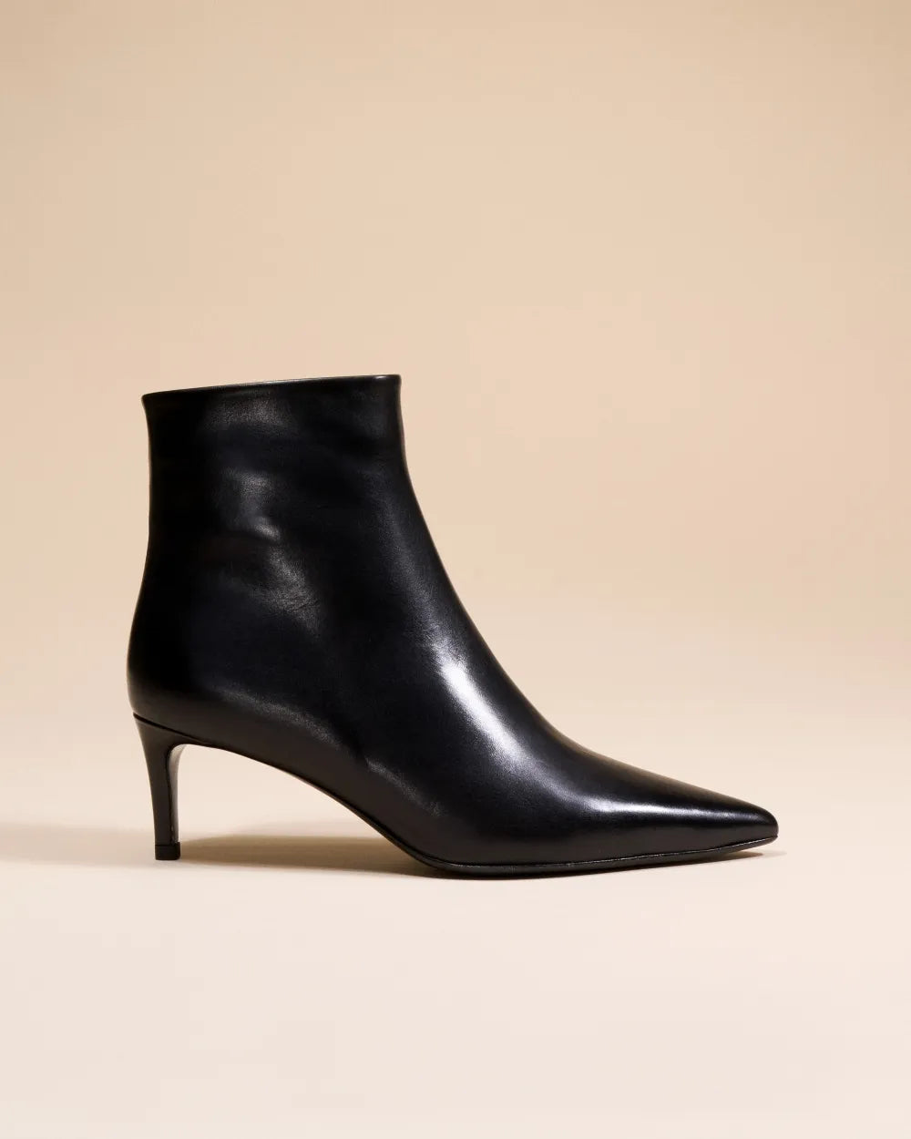 Bottines à talon et bout pointu Noura Low Black Calf