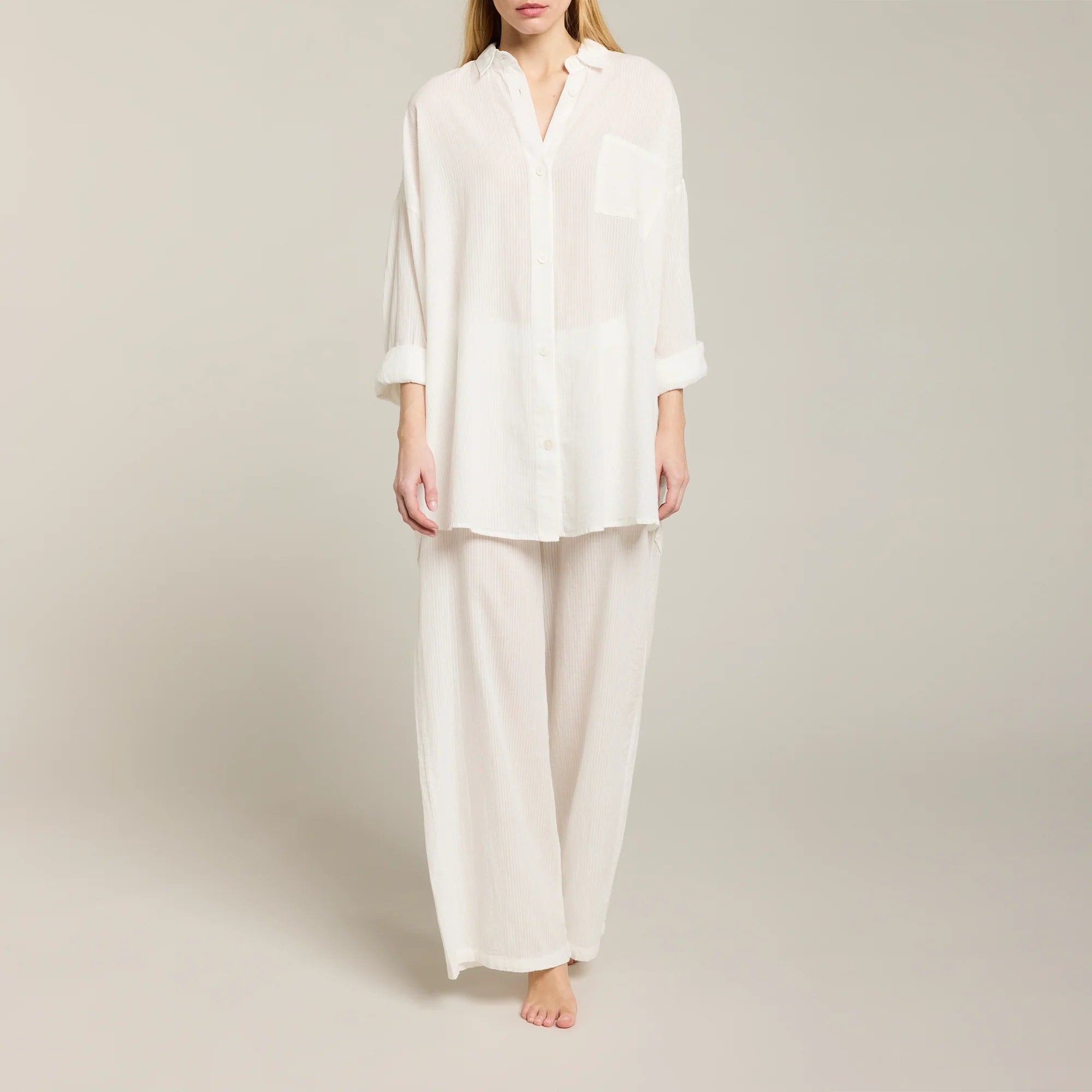 Chemise mi-longue oversize Port Miou Blanc