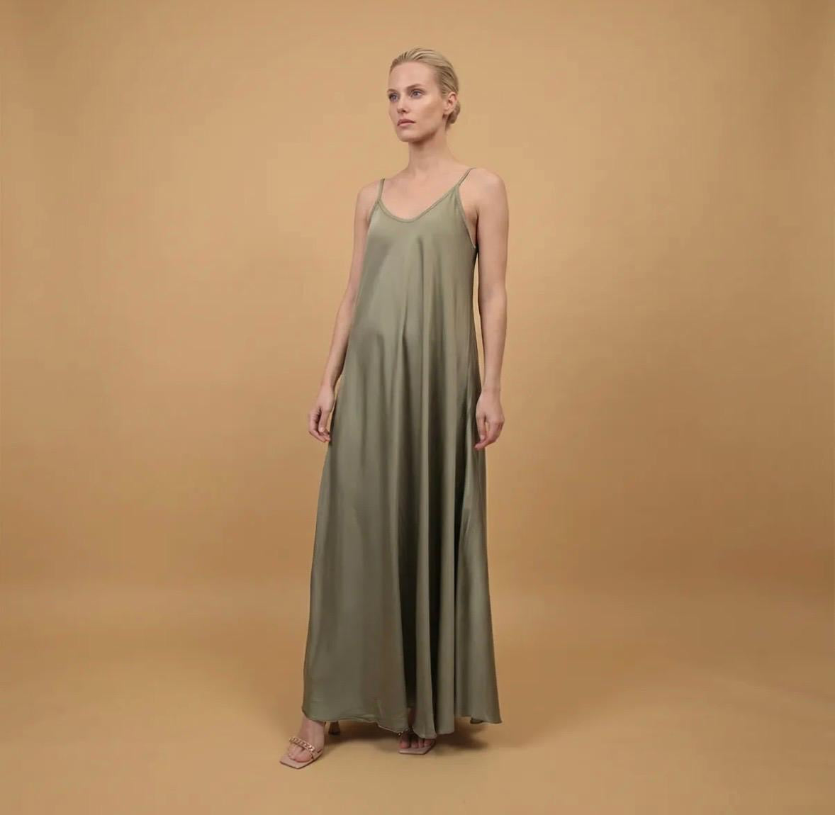 Robe Longue Fines Bretelles Khaki KD7505VS-2