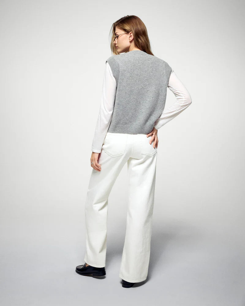 Pull Sans Manches Gris Chiné Cœur