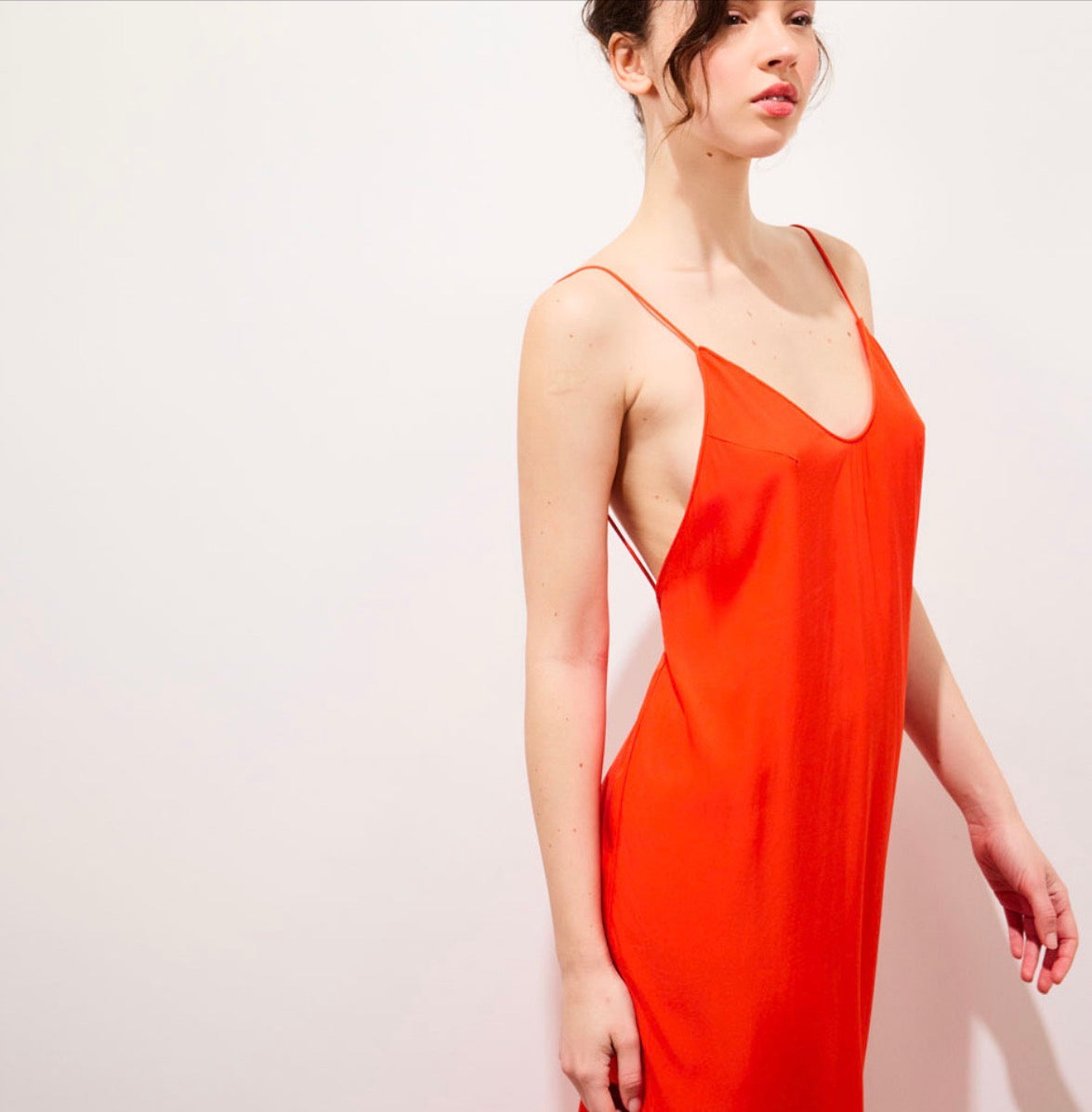 Blake Robe longue dos nu à bretelles Japan Red