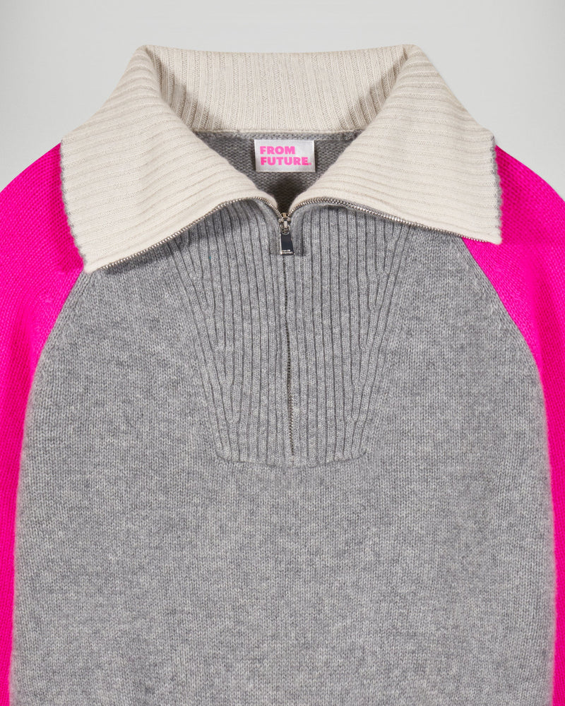 Pull Col Camionneur Rose Gris