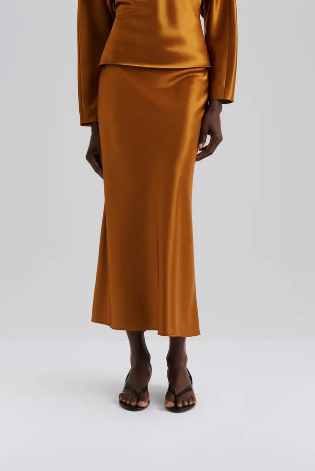 Jupe Aubree Satin Midi Amber