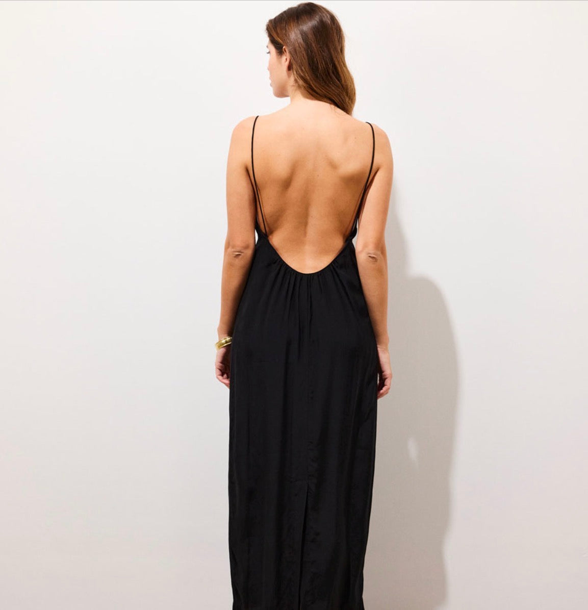 Blake Robe longue dos nu à bretelles Black