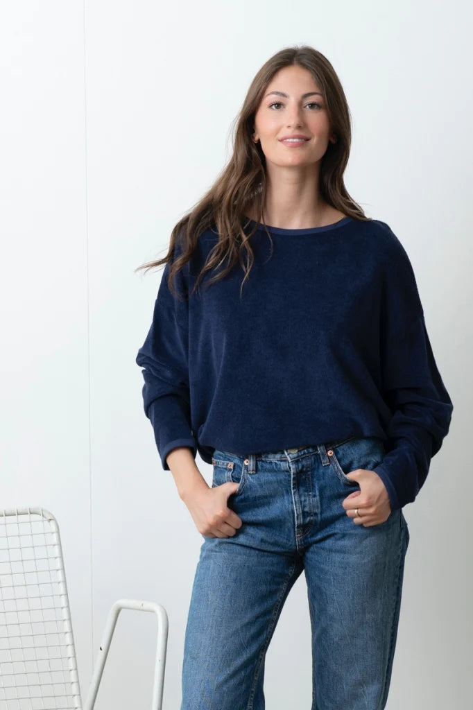 Sweat en éponge bio ELSA Marine Foncē