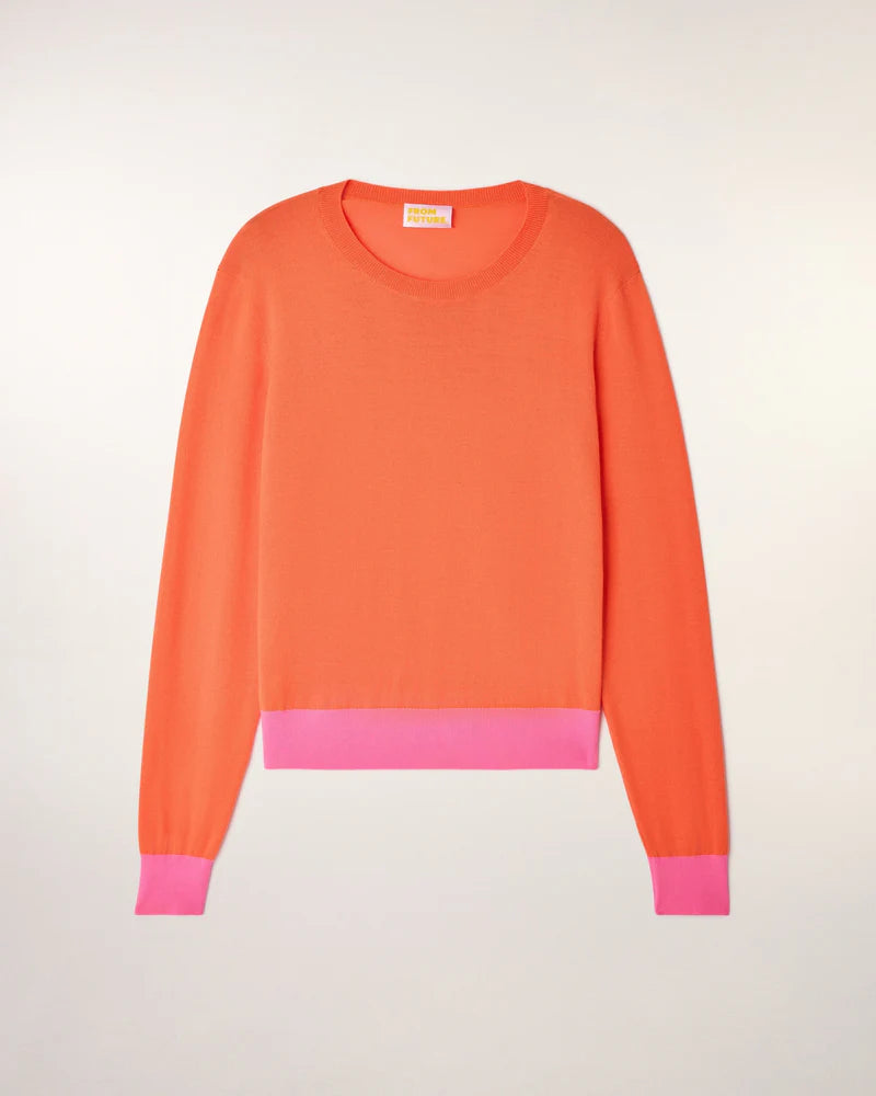 Pull Col Rond Fire Orange
