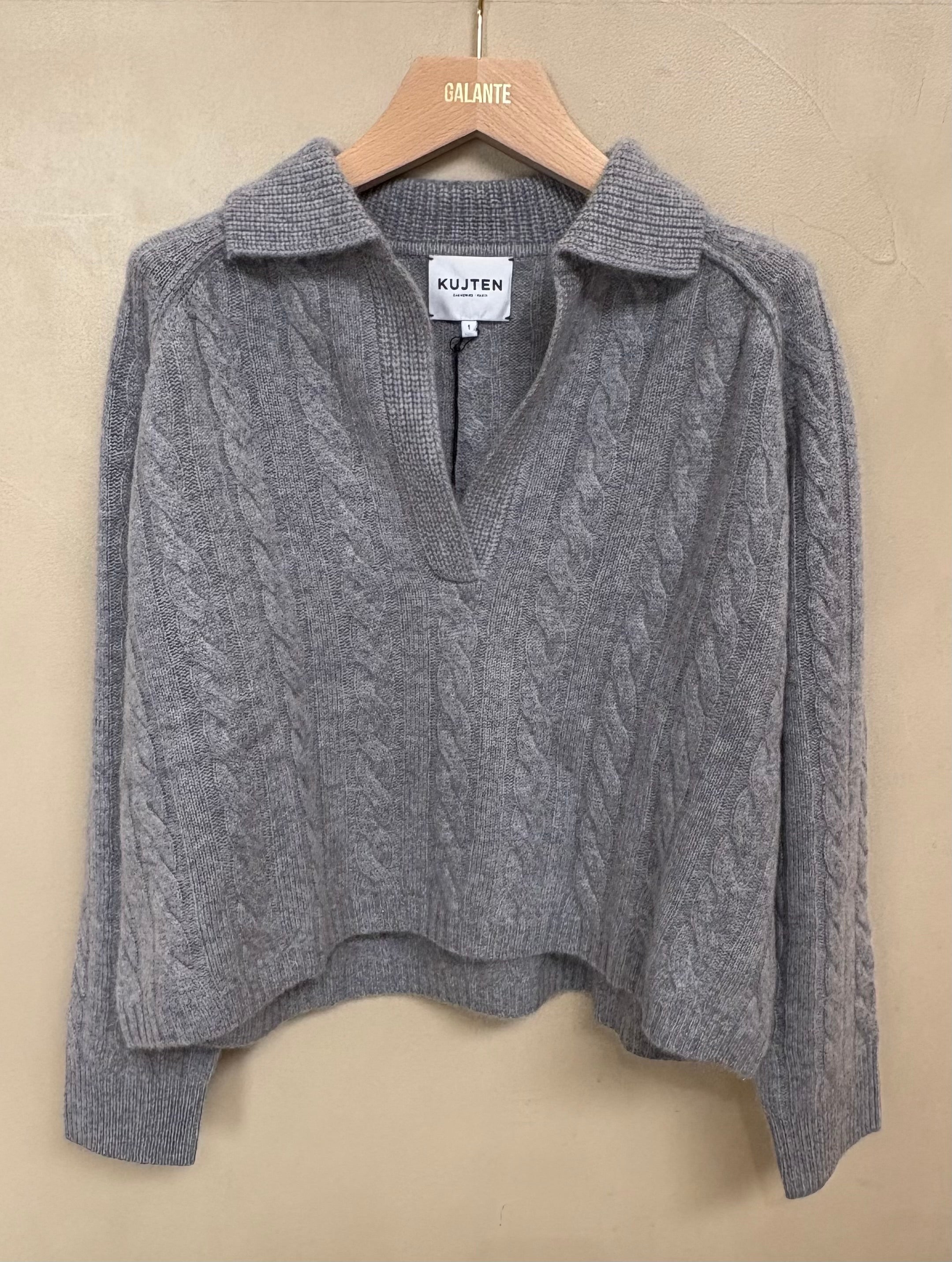 Pull Aenora Câble Gris Chiné