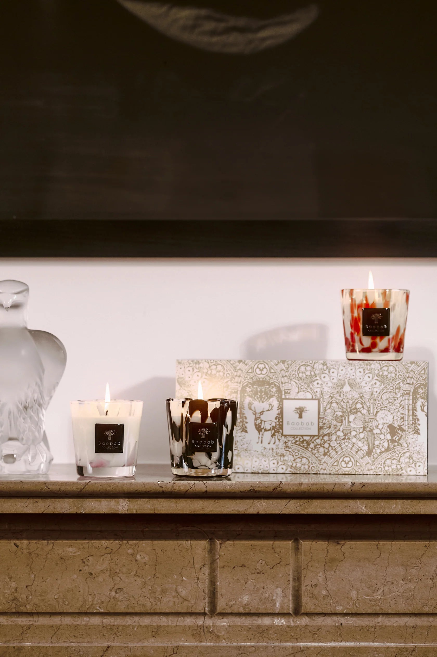 Coffret Trio Candles Pearls Black, Coral & White