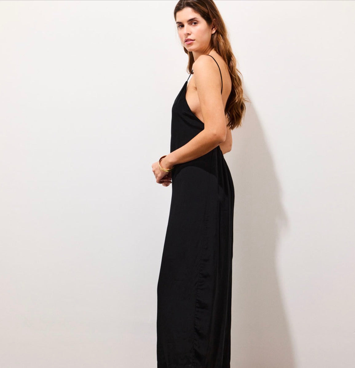 Blake Robe longue dos nu à bretelles Black