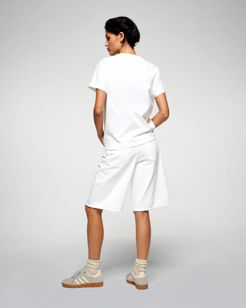 T-shirt Femme Col Rond Manches Courtes Cœur Blanc