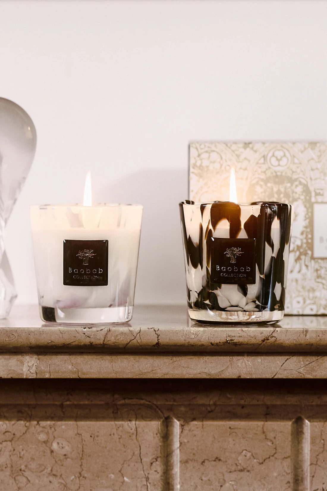 Coffret Duo Candles Pearls Black White