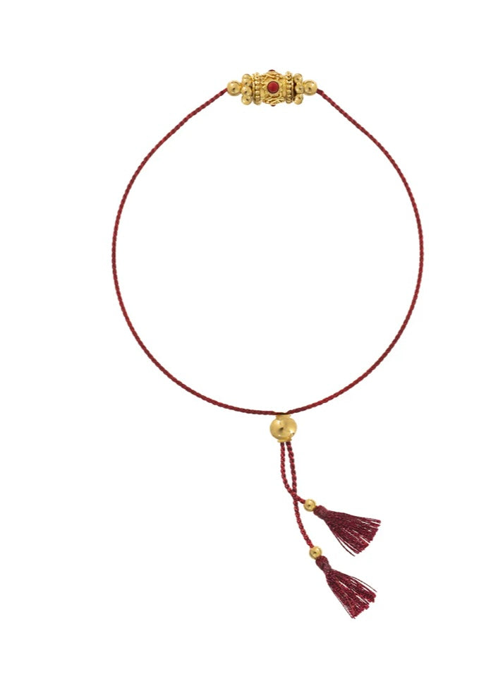 Bracelet pierre orange fil rouge