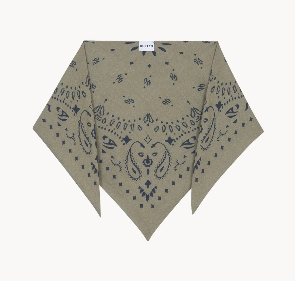 Petit bandana triangle cachemire Tifa Kaki Chiné