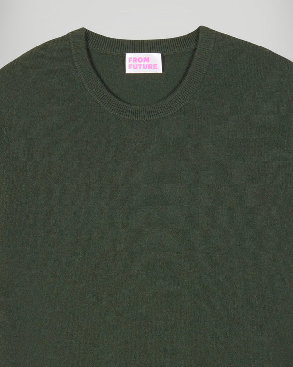 Pull Col Rond Kaki Homme