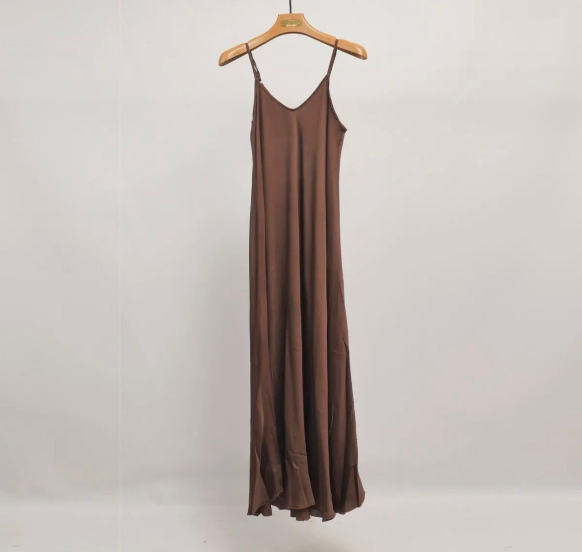 Robe Longue Fines Bretelles Marron KD7505VS-2