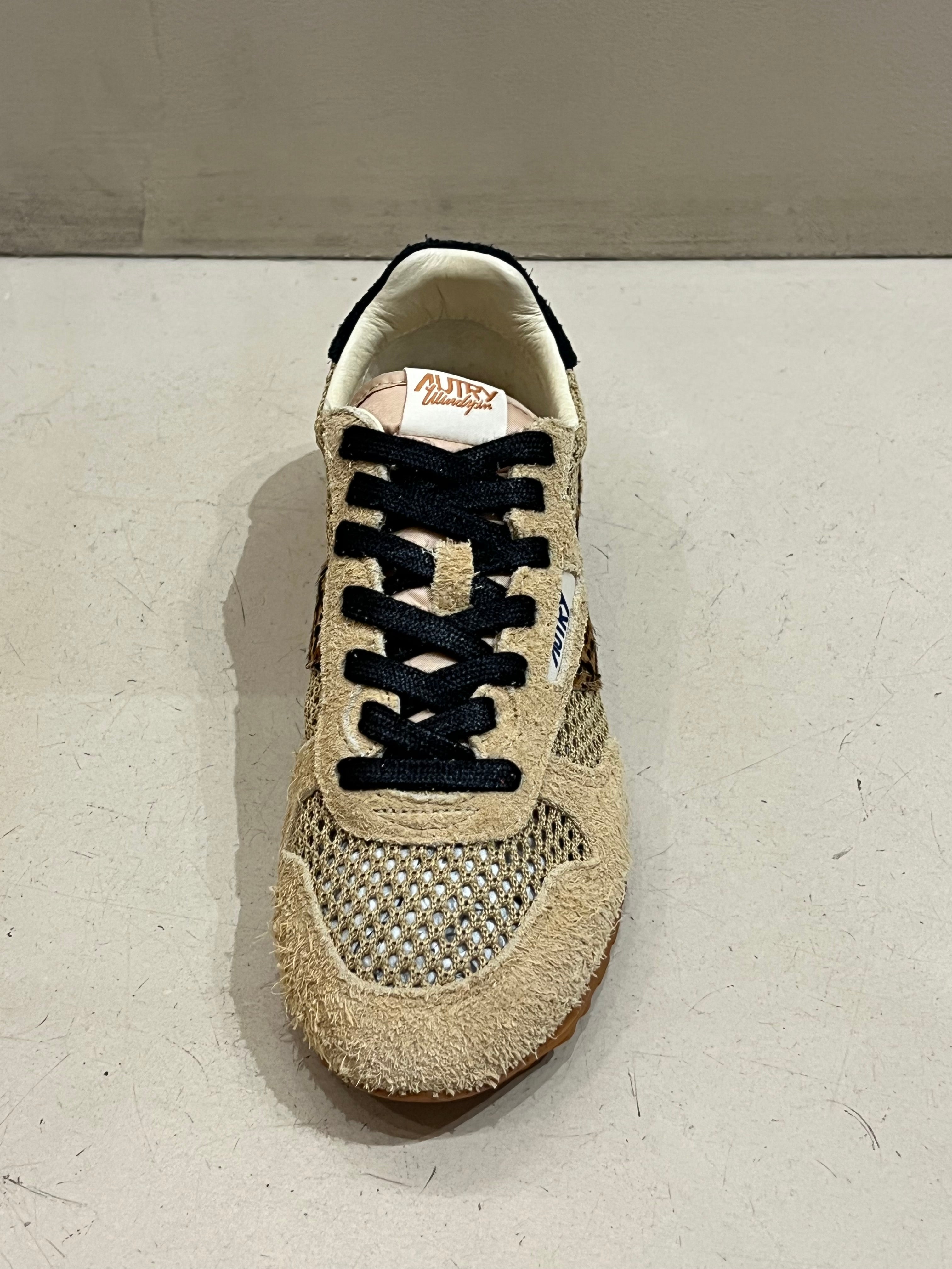 KP01 Basket Windspin Knitted Suede Pony Trench Leopard Black