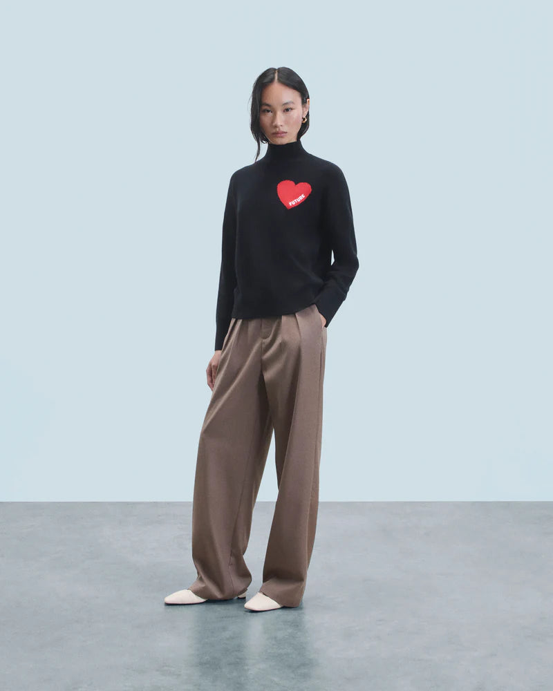 Pull Col Montant Noir Cœur