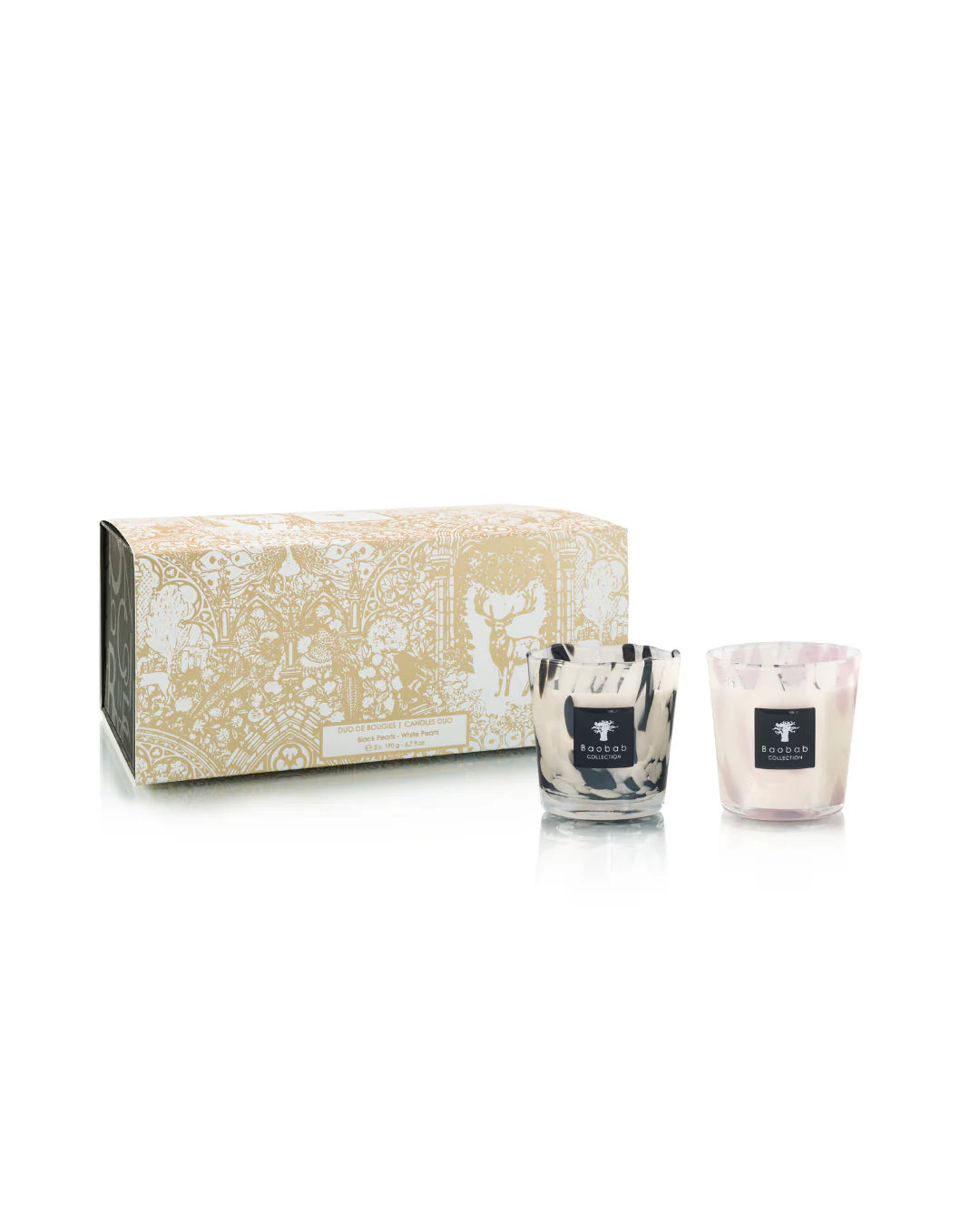 Coffret Duo Candles Pearls Black White