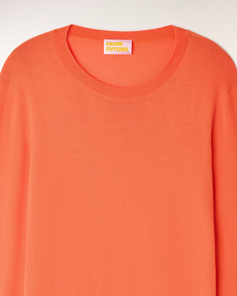 Pull Col Rond Fire Orange