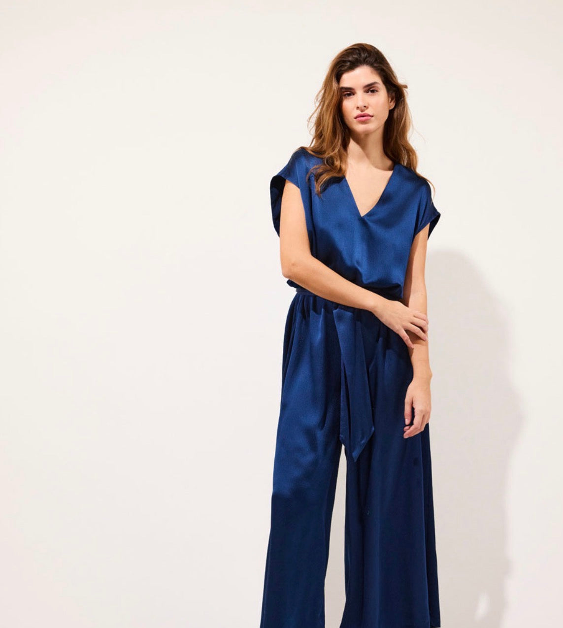 Alicante Combinaison longue oversize en soie Azul