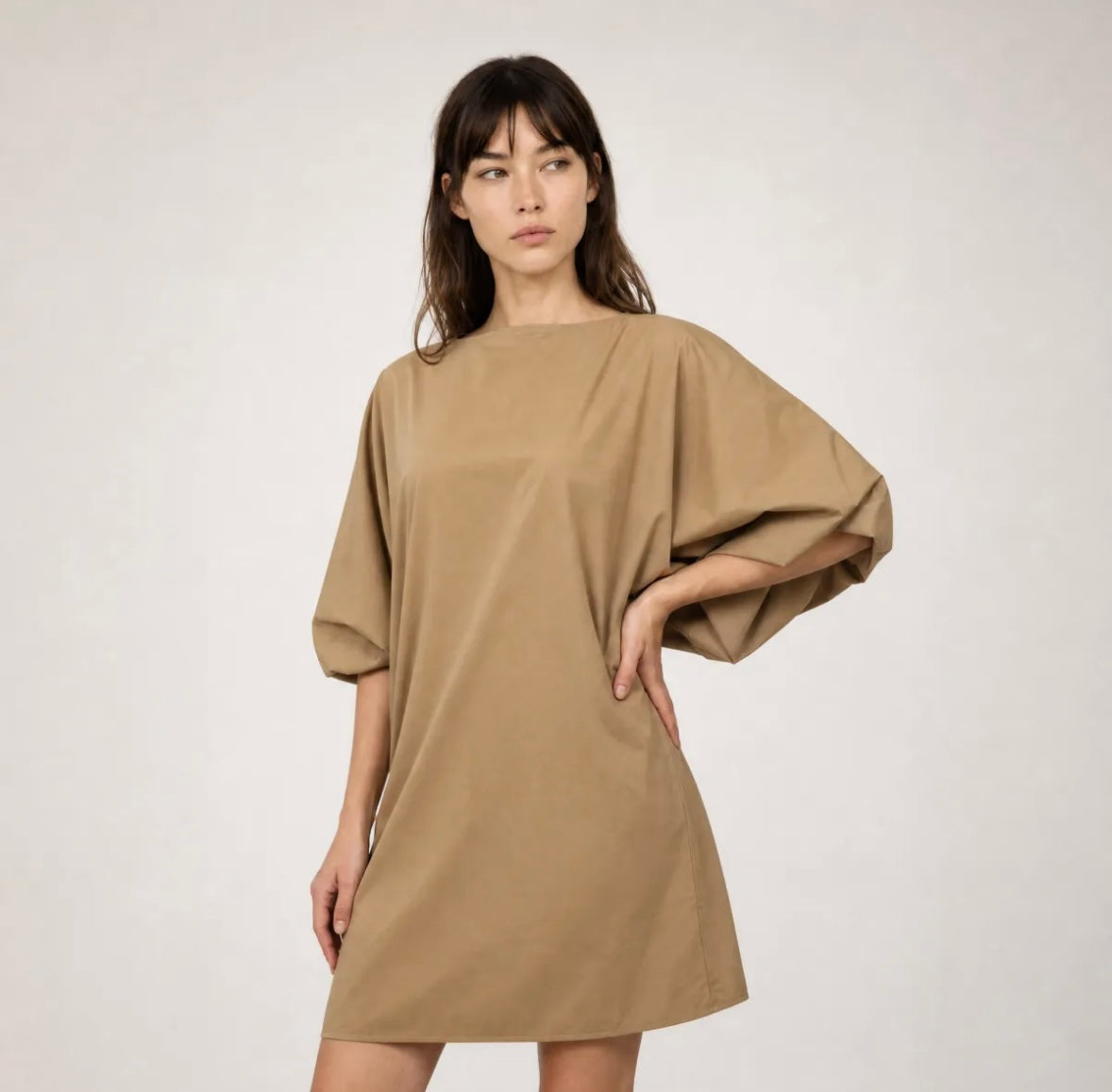 Robe manches bouffantes Camel TDM35526