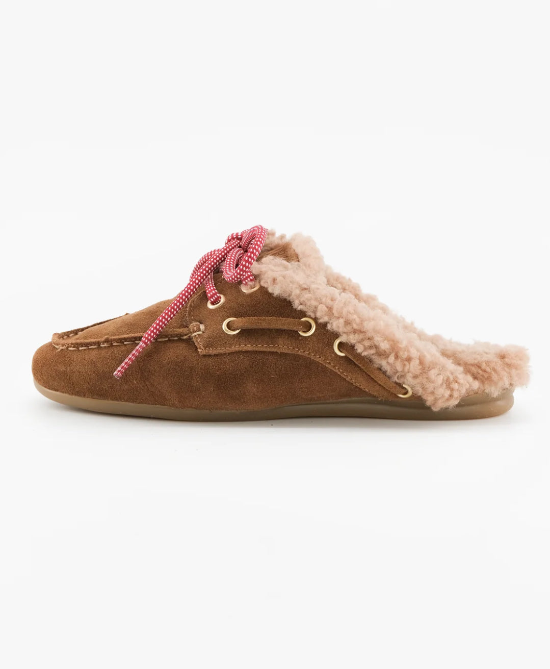 Mules Banche Curly Mogamo Sherling Red shoelaces