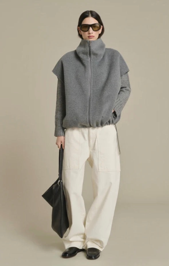 Blouson Junior Zippé sans Manches Gris Clair