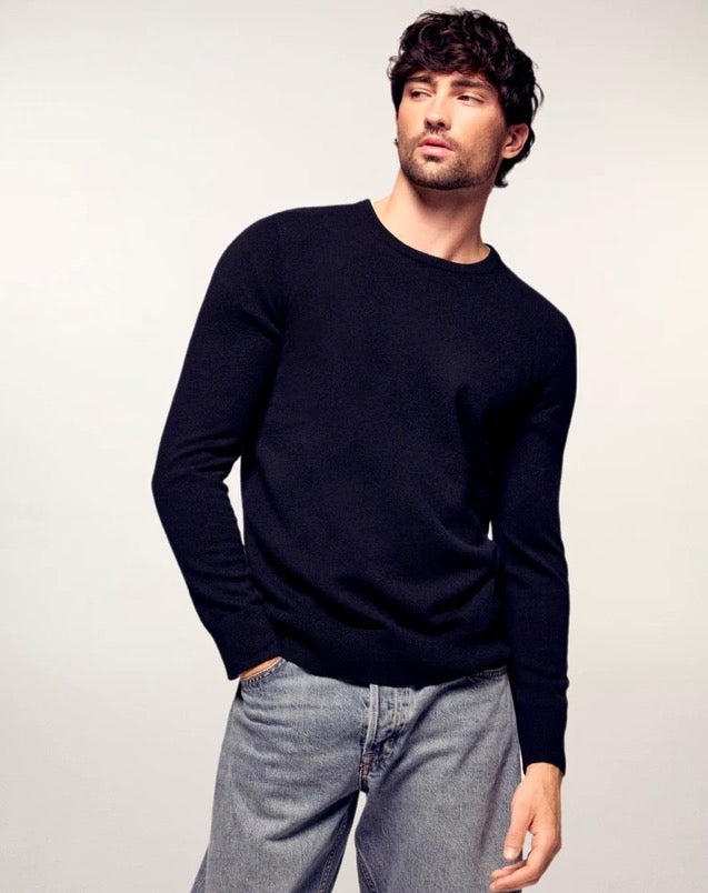 Pull Homme en Cachemire Col Rond Noir