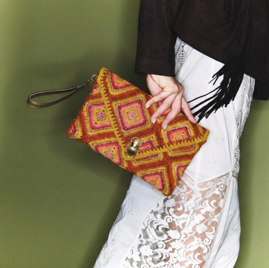 Pochette Raphia Rose