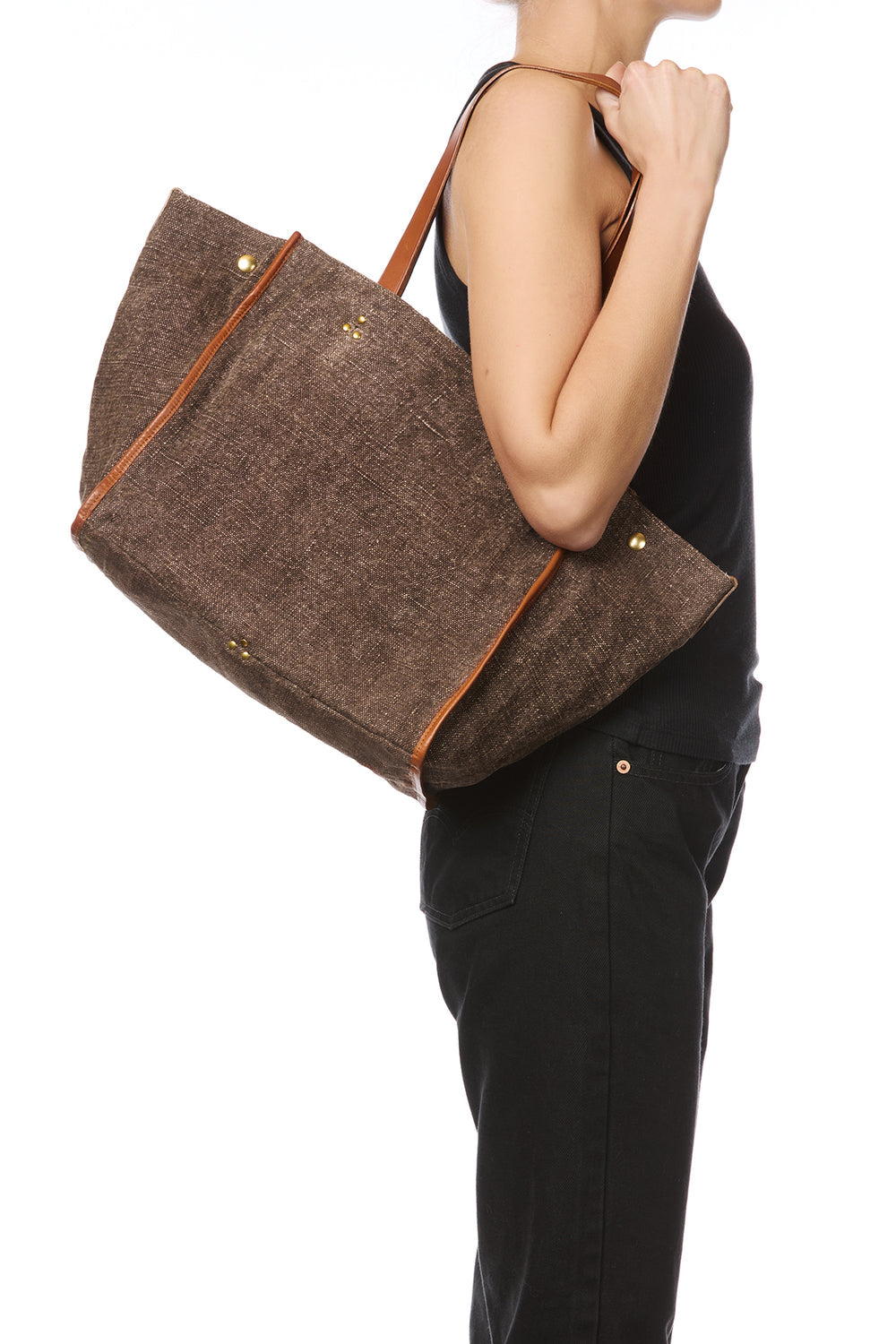 Sac Cabas Leon M Toile Chocolat