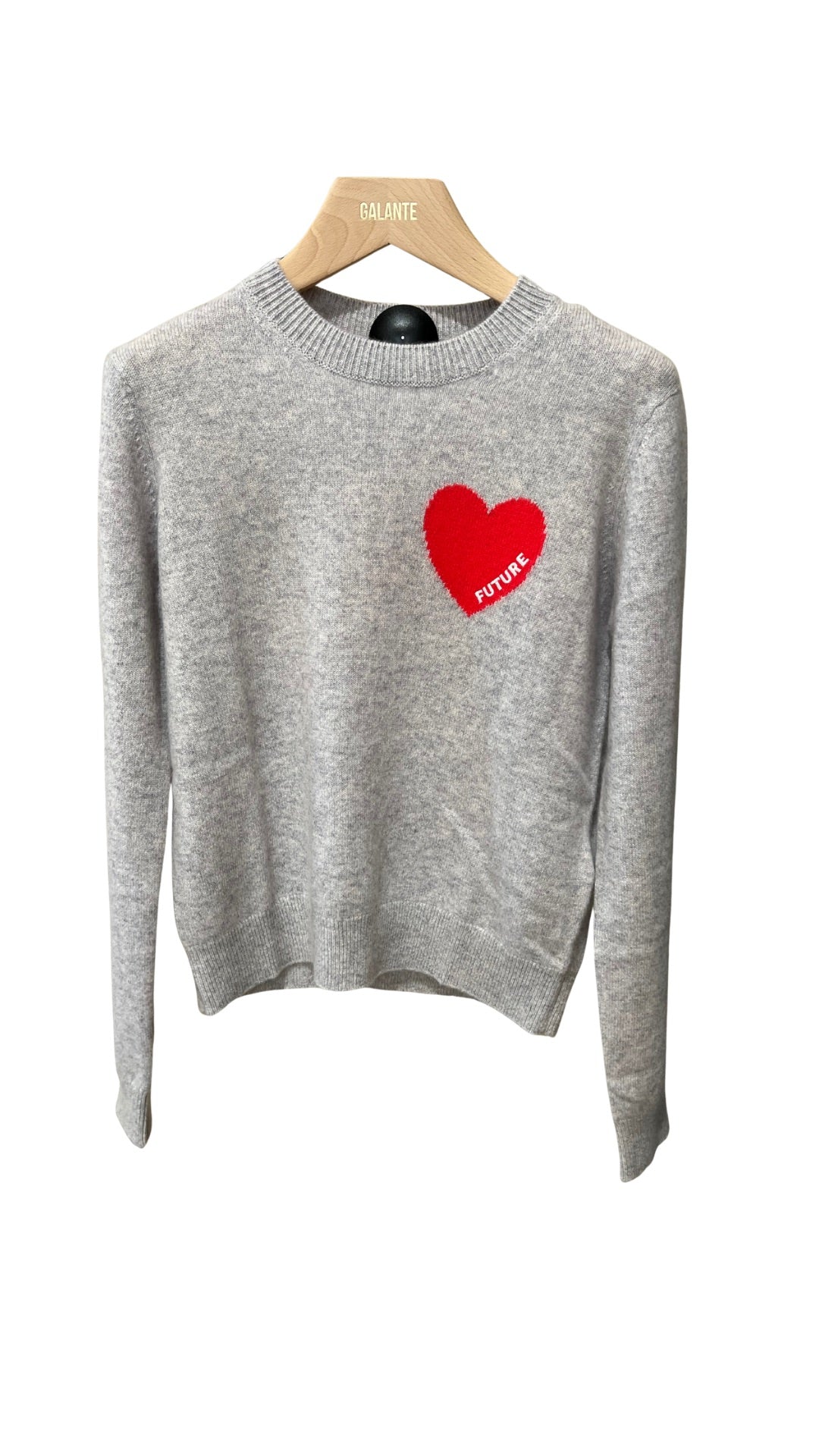 Pull Col Rond Gris Clair Cœur