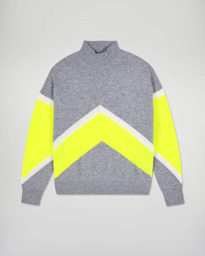 Pull Col Montant Color Block