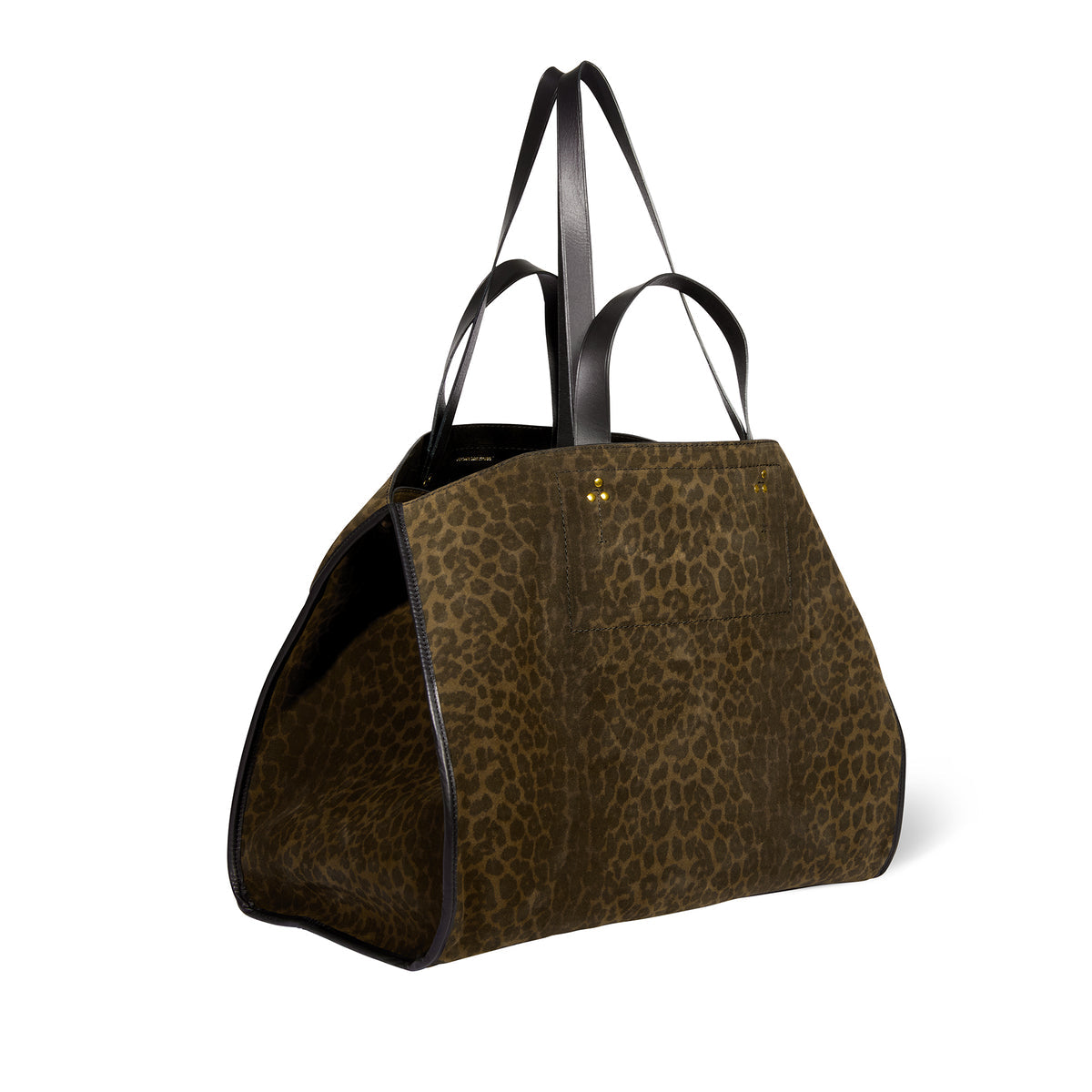 Sac Cabas Leon L Croute Velours Imprimé Léopard kaki