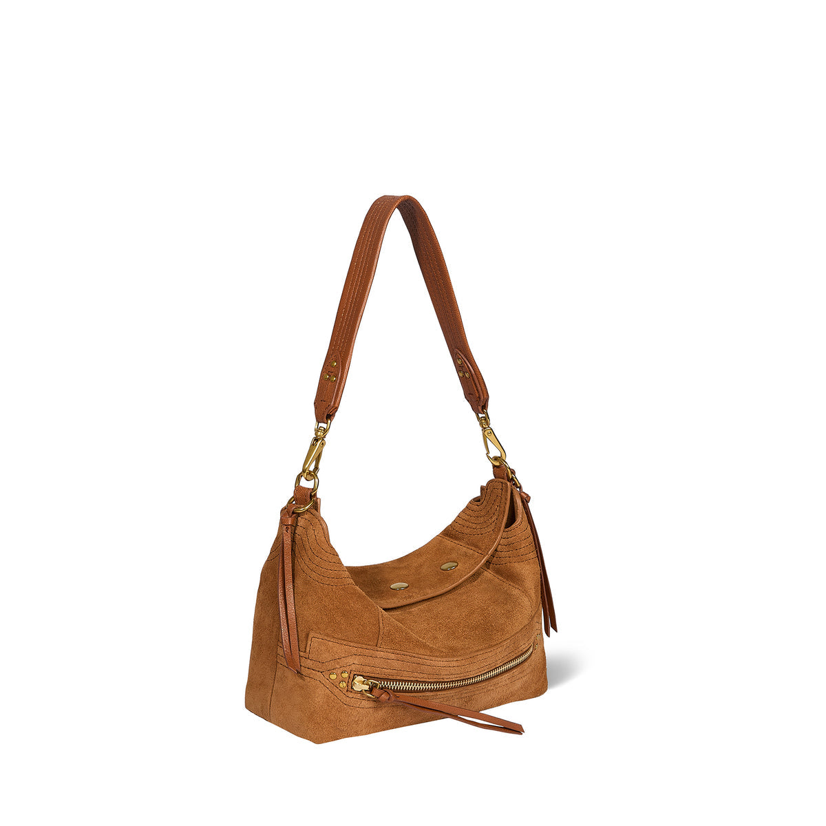Sac Lucky Hobo Small en croûte Velours Caramel