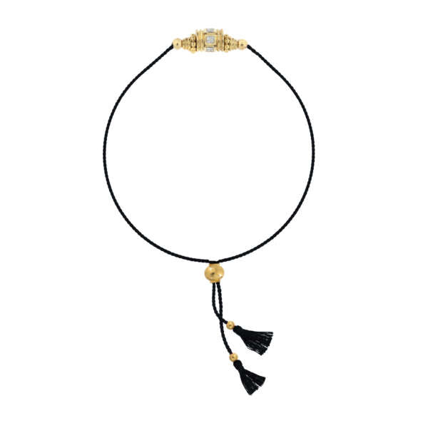 Bracelet Rakhi 2 Topaze Fil Noir