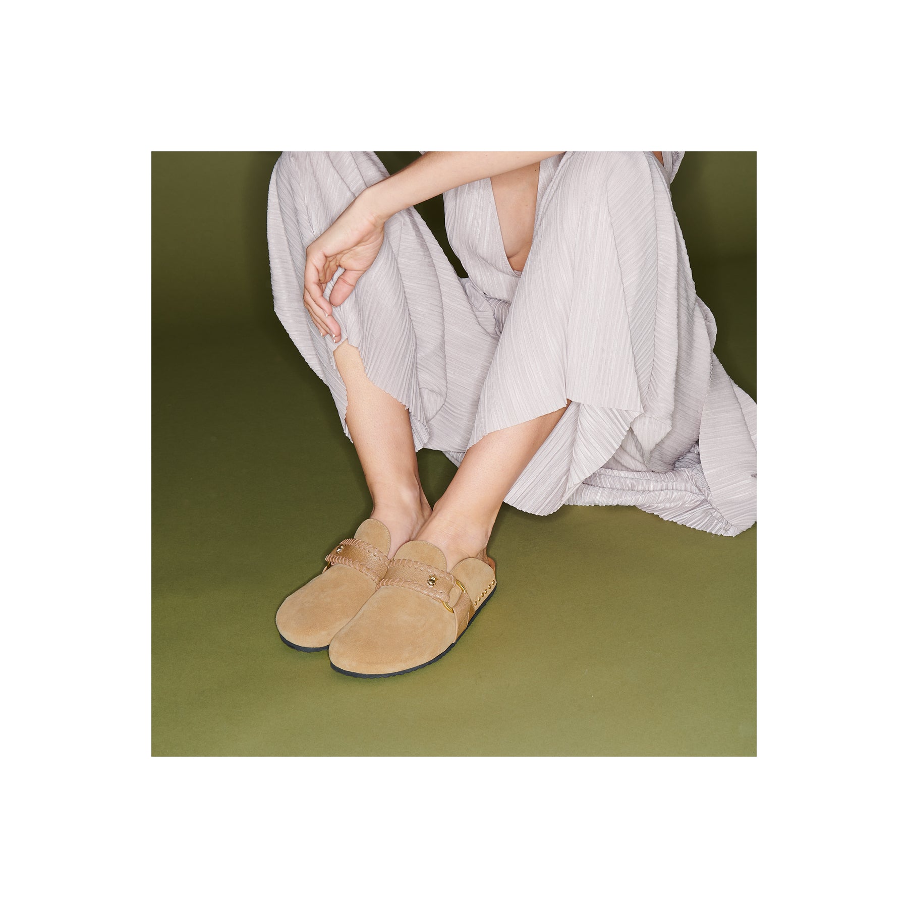 Mules Georgette Cuir Sable