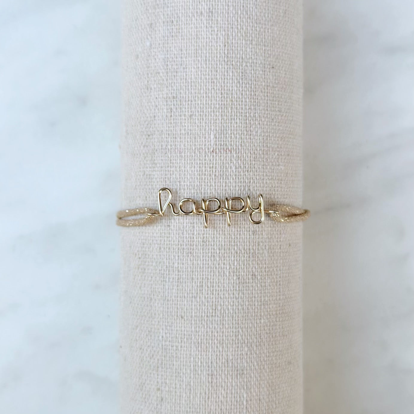 Bracelet « Happy » Cordon Lurex Doré
