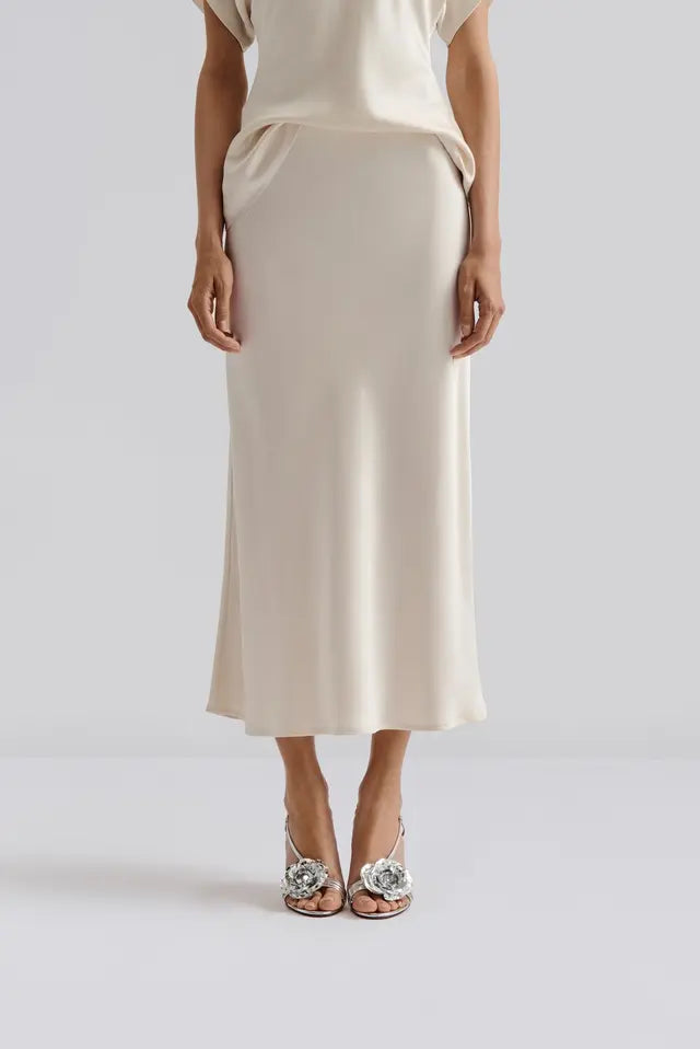 Jupe Aubree Satin Midi Vanilla