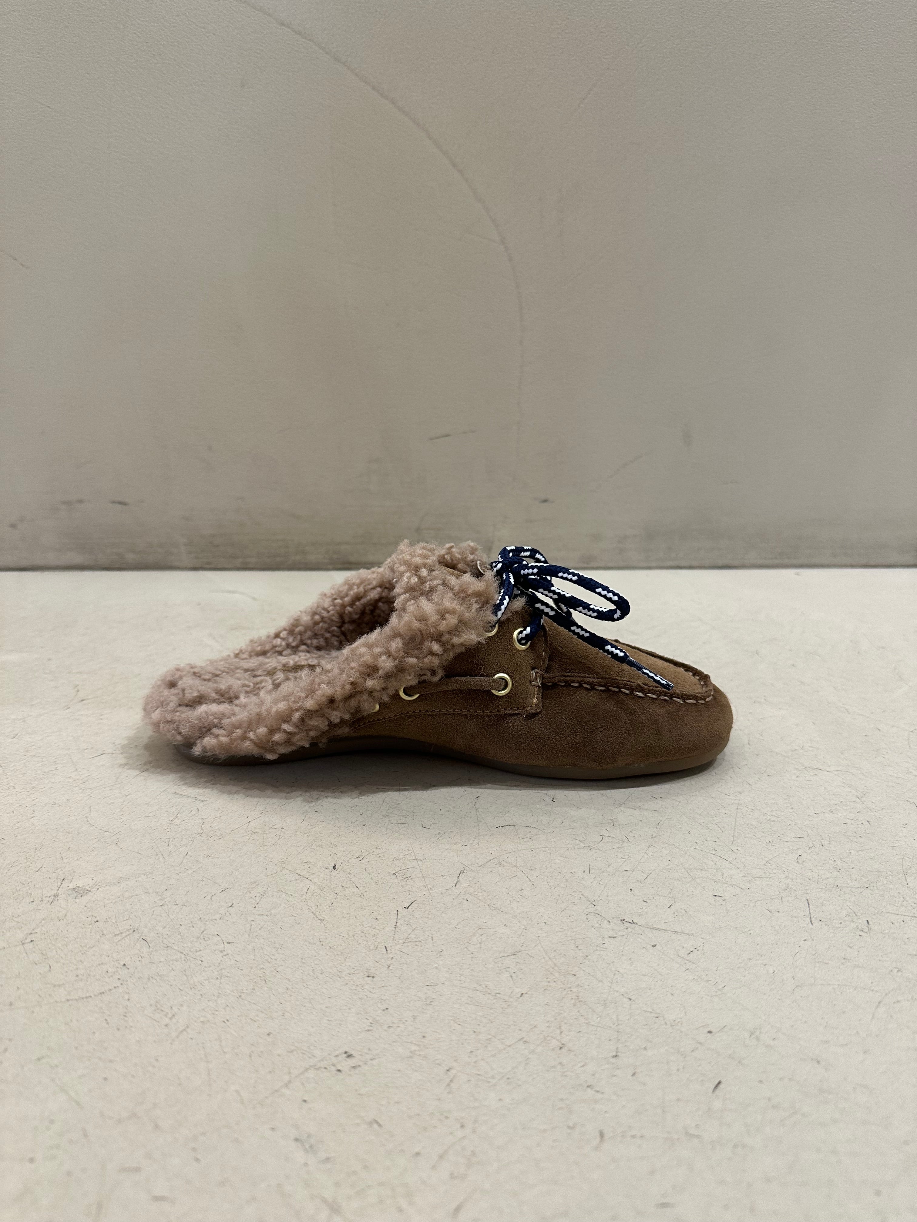 Mules Banche Tasso Tabac Sherling Blue shoelaces